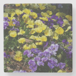 Posavasos De Piedra La ladera de los Pansies morado y amarillo