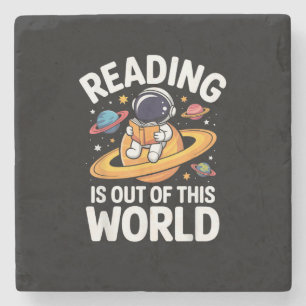 Posavasos De Piedra La lectura es divertida libros de espacio fuera de