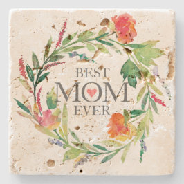 Posavasos De Piedra La mejor flor de color de agua de la madre Wreath