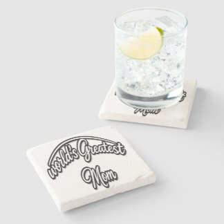 Posavasos De Piedra La Mejor Mamá del Mundo Diseño Cursivo Elegante