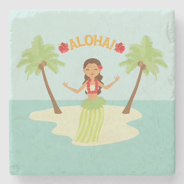 Posavasos De Piedra La montaña Chica de Luau Hula (Anverso)