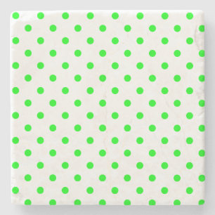 Posavasos De Piedra La montaña rusa cuadrada de puntos de polka verde