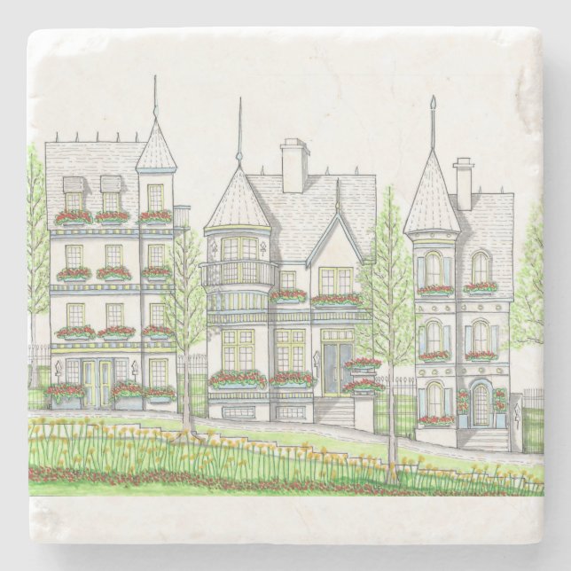 Posavasos De Piedra La montaña rusa de mármol de la casa victoriana (Anverso)