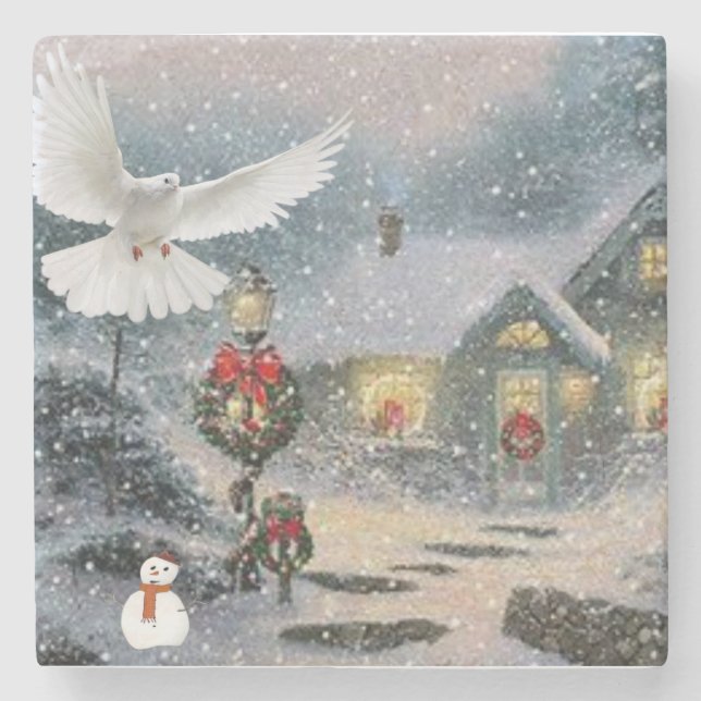 Posavasos De Piedra La montaña rusa de piedra de mármol de los navidad (Anverso)