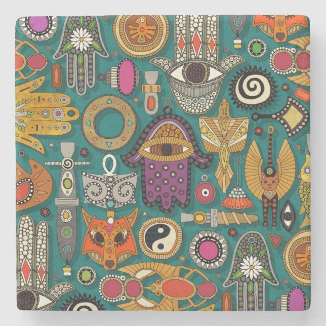 Posavasos De Piedra La montaña rusa verde viridiana de TALISMANS (Anverso)