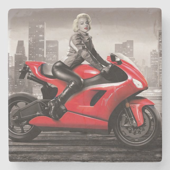Posavasos De Piedra La motocicleta de Marilyn (Anverso)