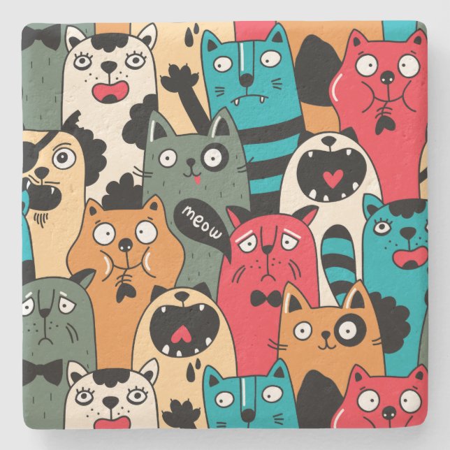 Posavasos De Piedra La multitud de gatos (Anverso)