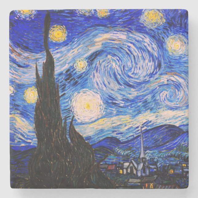 Posavasos De Piedra La noche estrellada de Vincent Van Gogh (Anverso)