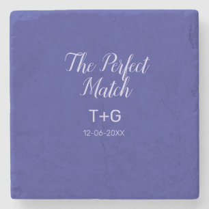 Posavasos De Piedra La pareja perfecta azul real lujo añadir nombre de