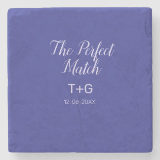Posavasos De Piedra La pareja perfecta azul real lujo añadir nombre de