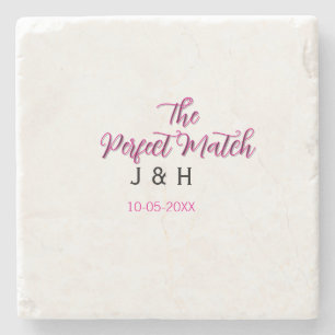 Posavasos De Piedra La pareja perfecta rosa negro nombre fecha boda pa