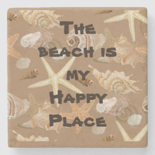 Posavasos De Piedra La playa es mi lugar feliz Cita divertida Seashele