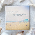 Posavasos De Piedra La Playa Es Mi Lugar Feliz, La Gaviota De Arena De<br><div class="desc">"La playa es mi lugar feliz". Relájese con su bebida favorita en esta impresionante montaña fotográfica de piedra de color pastel, mientras recuerda el fresco olor a sal del aire del océano. Explora y explora la soledad de una playa vacía de California. ¡Hace un gran regalo de bienvenida! Usted puede...</div>