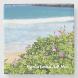 Posavasos De Piedra La púrpura costera del rastro de Maui florece el