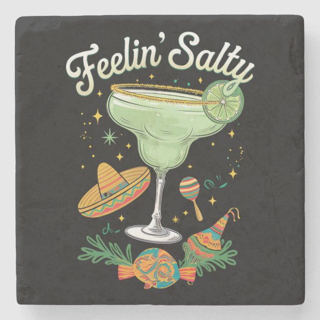 Posavasos De Piedra La salsa de la mujer de Feelin Margarita Funny Cin (Anverso)