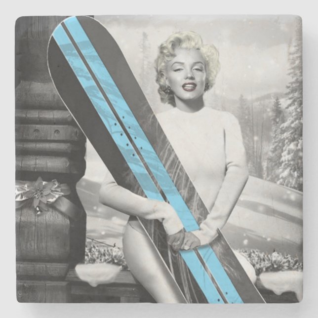 Posavasos De Piedra La snowboard de Marilyn (Anverso)