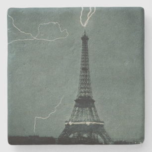 Posavasos De Piedra La Torre Eiffel Golpeada Por El Rayo