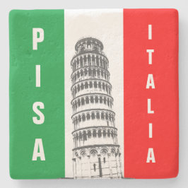 Posavasos De Piedra La Torre Inclinada De Pisa Y La Bandera Italiana