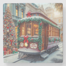 Posavasos De Piedra La vagina navideña vintage en la nieve