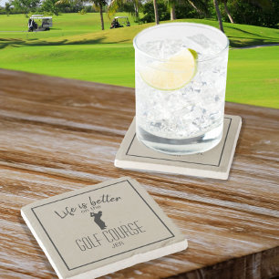 Posavasos De Piedra La vida del golfista es mejor Cita de golf Deporte