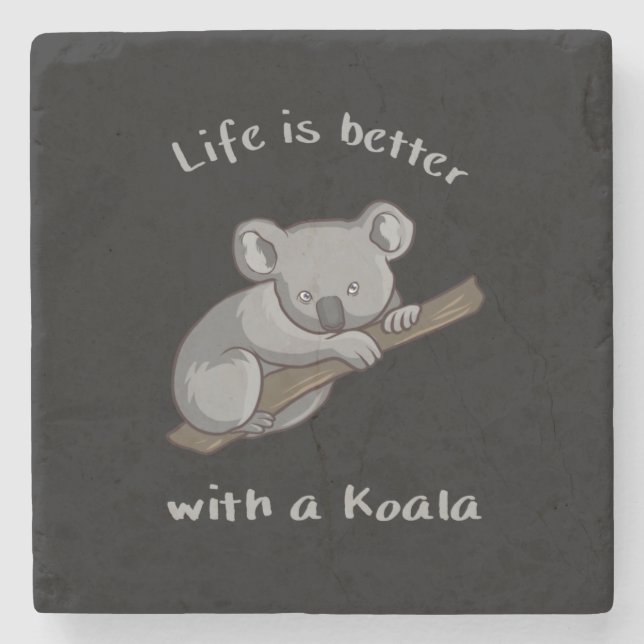 Posavasos De Piedra La Vida Es Mejor Con Koala (Anverso)
