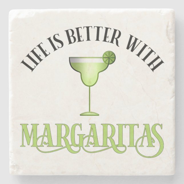 Posavasos De Piedra La Vida Es Mejor Con Margaritas (Anverso)