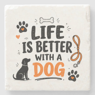 Posavasos De Piedra La Vida Es Mejor Con Un Perro