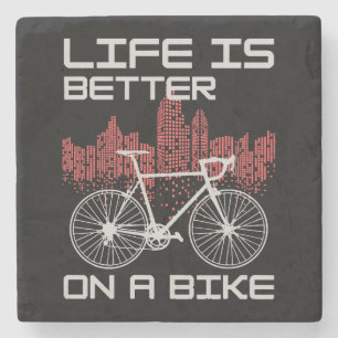 Posavasos De Piedra La vida es mejor en bicicleta