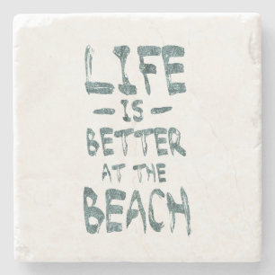 Posavasos De Piedra La vida es mejor en la playa