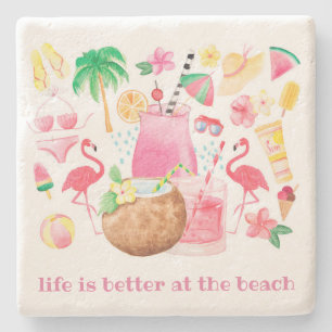 Posavasos De Piedra La vida es mejor en la playa