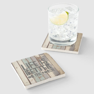 Posavasos De Piedra La vida es mejor en Porch Rustic Beach Outdoor P