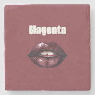 Posavasos De Piedra Labios Rojo Burdeos Magenta