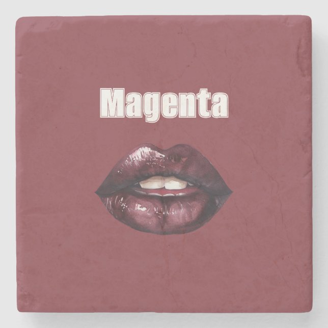 Posavasos De Piedra Labios Rojo Burdeos Magenta (Anverso)