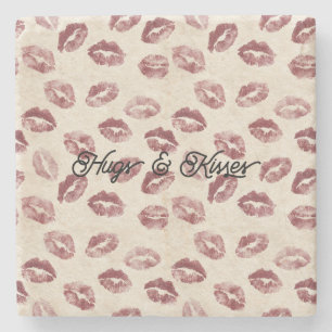 Posavasos De Piedra Labios Rojos Cremosos Besos Amor Coqueto