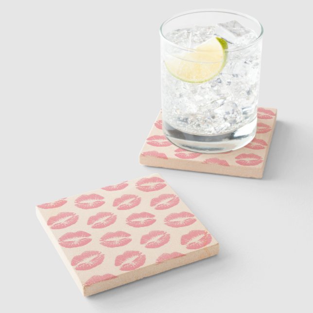 Posavasos De Piedra Labios Rosados, Patrón De Labios, Palo De Labios R (Lateral)