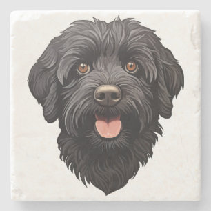 Posavasos De Piedra Labradoodle Perro Negro
