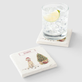 Posavasos De Piedra Labrador amarillo recuperó a divertidos Navidades 