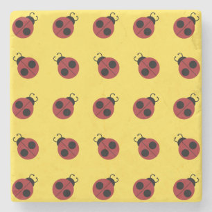 Posavasos De Piedra Ladybug 60s retro fresco amarillo