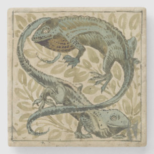 Posavasos De Piedra Lagartos, diseño para una teja (w/c en el papel)