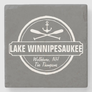 Posavasos De Piedra Lago Winnipesaukee Ciudad personalizado NH, nombre