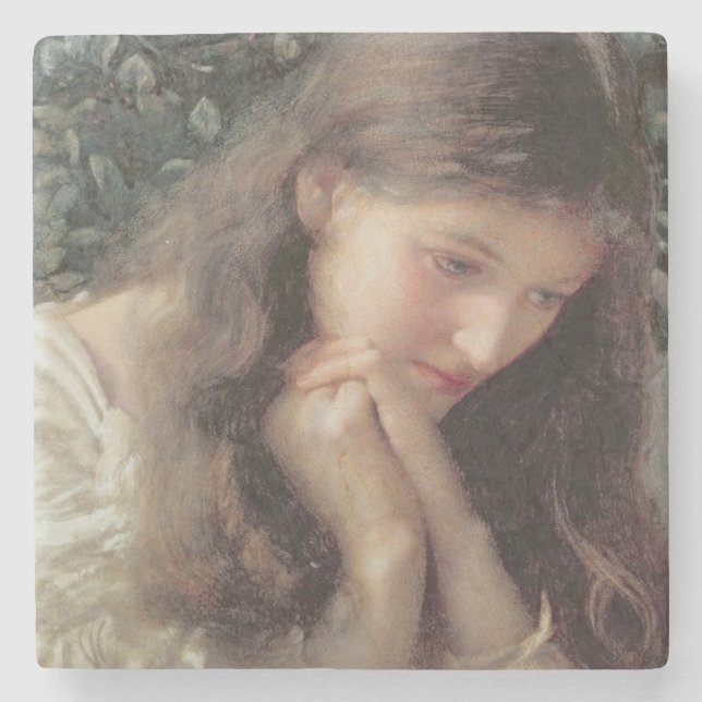 Posavasos De Piedra Lágrimas de ralentí (bella mujer llorando) (Anverso)