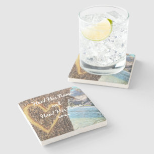 Posavasos De Piedra Lake Tahoe Blue Water Tree Heart Love