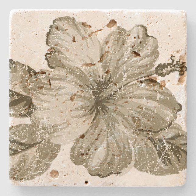 Posavasos De Piedra Lanai Hawaiian Hibiscus Tiki Bar Coasters (Anverso)