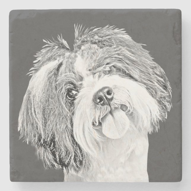 Posavasos De Piedra Lápiz Adorable Shih Tzu Marble Coaster (Anverso)