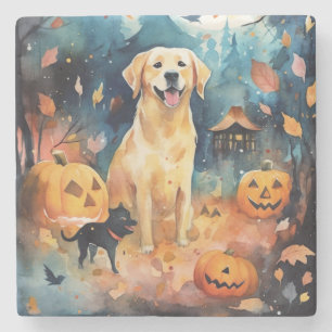 Posavasos De Piedra Lappund Finlandés de Halloween con calabazas aterr