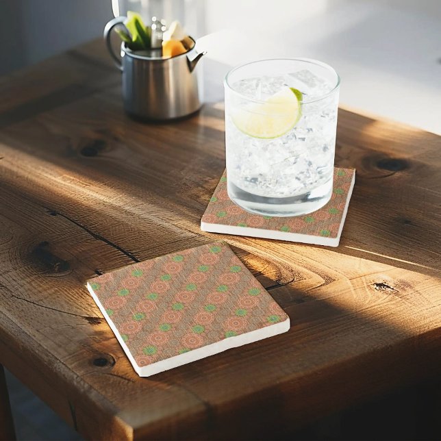 Posavasos De Piedra Las fibras Naranjas de dispersión de lluvia floral (Subido por el creador)