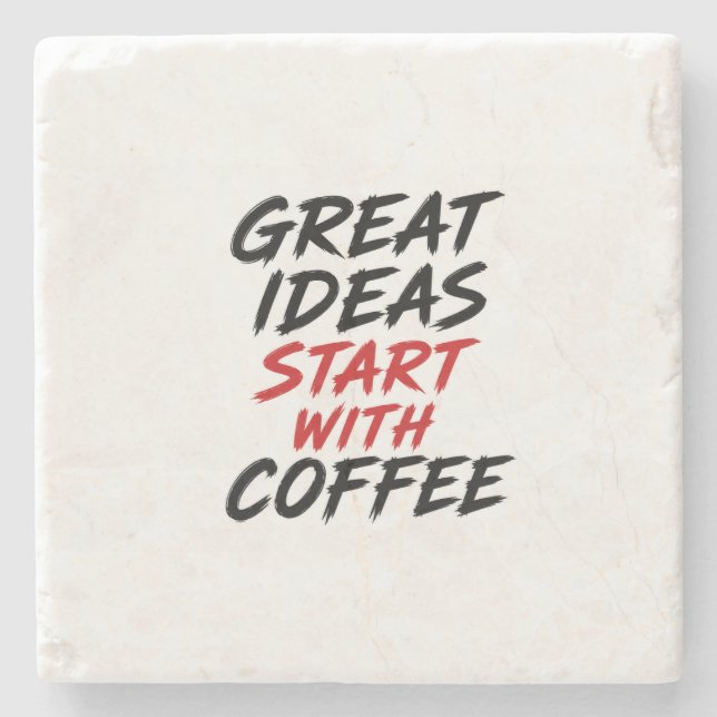 Posavasos De Piedra Las grandes ideas comienzan con café (Anverso)