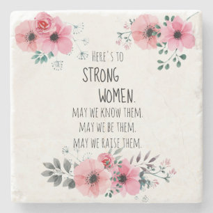 Posavasos De Piedra Las mujeres fuertes citan la flor acuarela