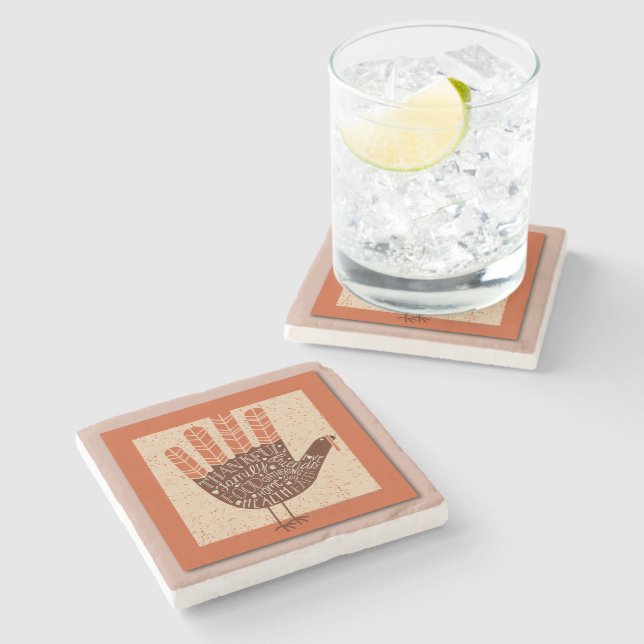 Posavasos De Piedra Las palabras de la mano de SlipperyJoe agradecidos (Lateral)