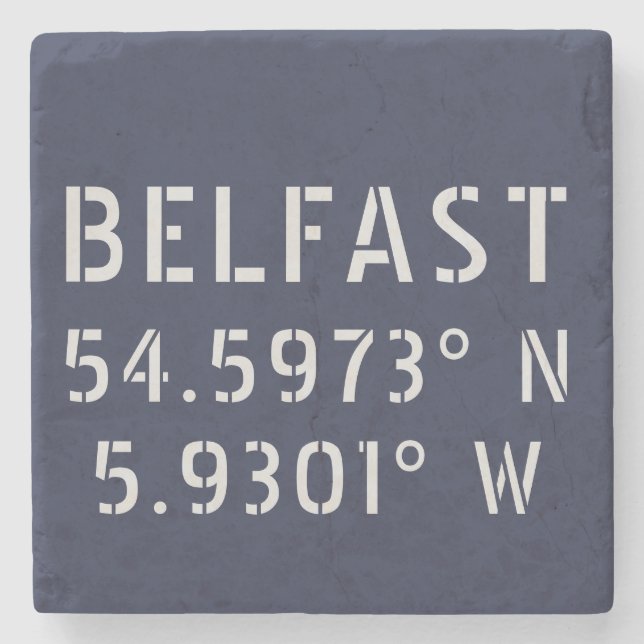 Posavasos De Piedra Latitud Longitud Belfast (Anverso)